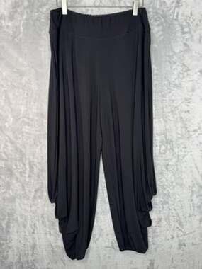 IC By Connie K Pants Womens L Black Jersey Ruched Harem Lounge Pants Casual